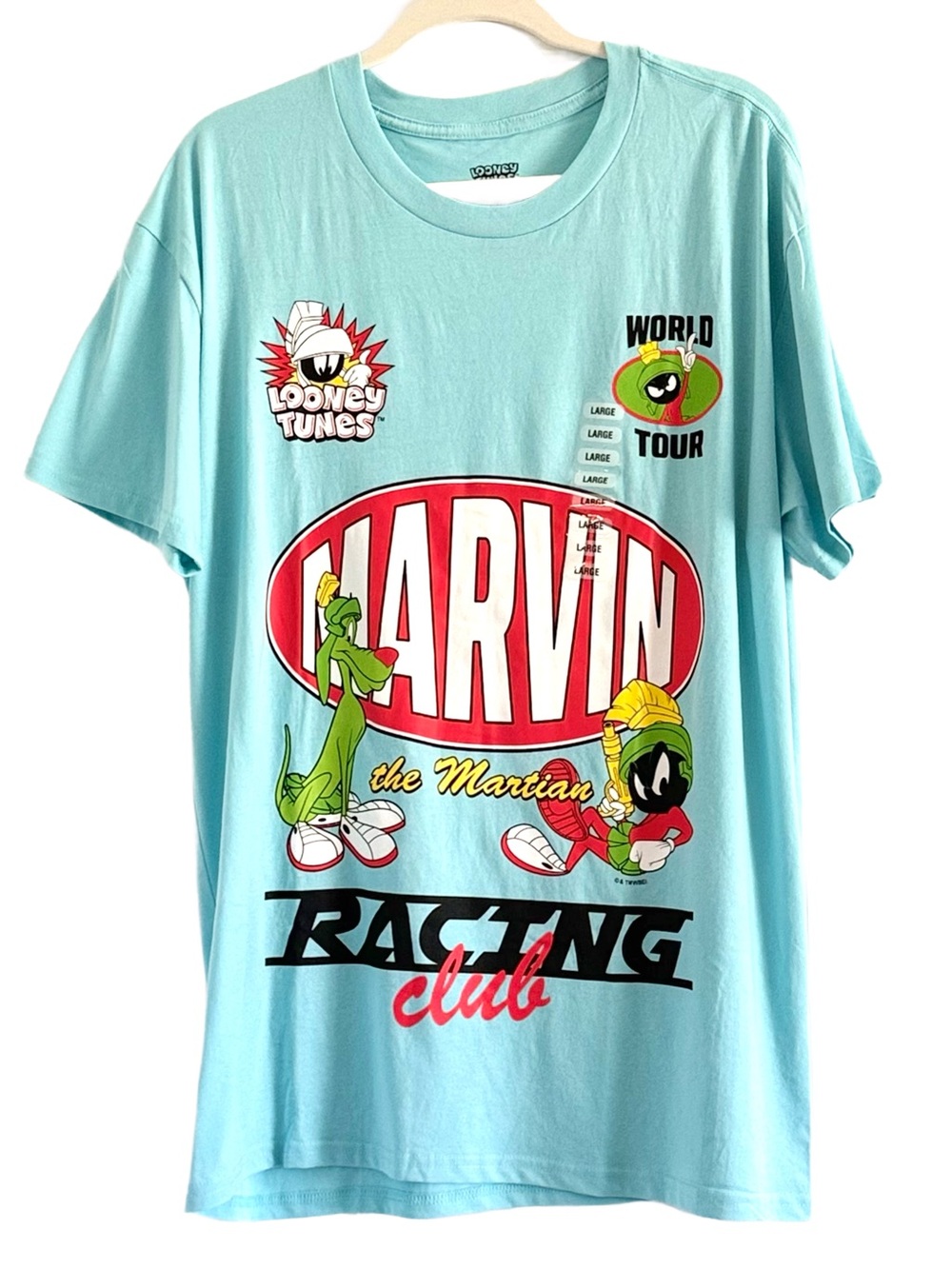 Looney Tunes Marvin the Martian Graphic Tee - Light Aqua Large
